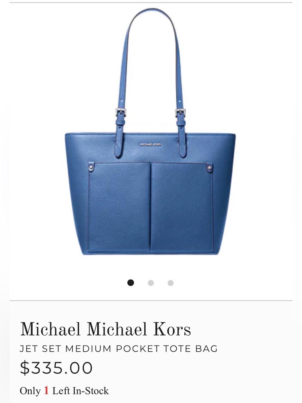 Michael Kors Galaxy Blue Pebbled Leather Tote Jet Set Medium - Picture 2 of 10